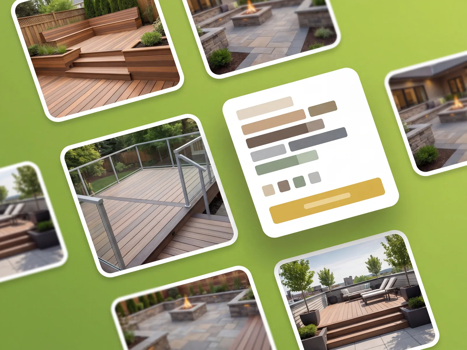 Deck with pergola and built-in seating generated from a photo