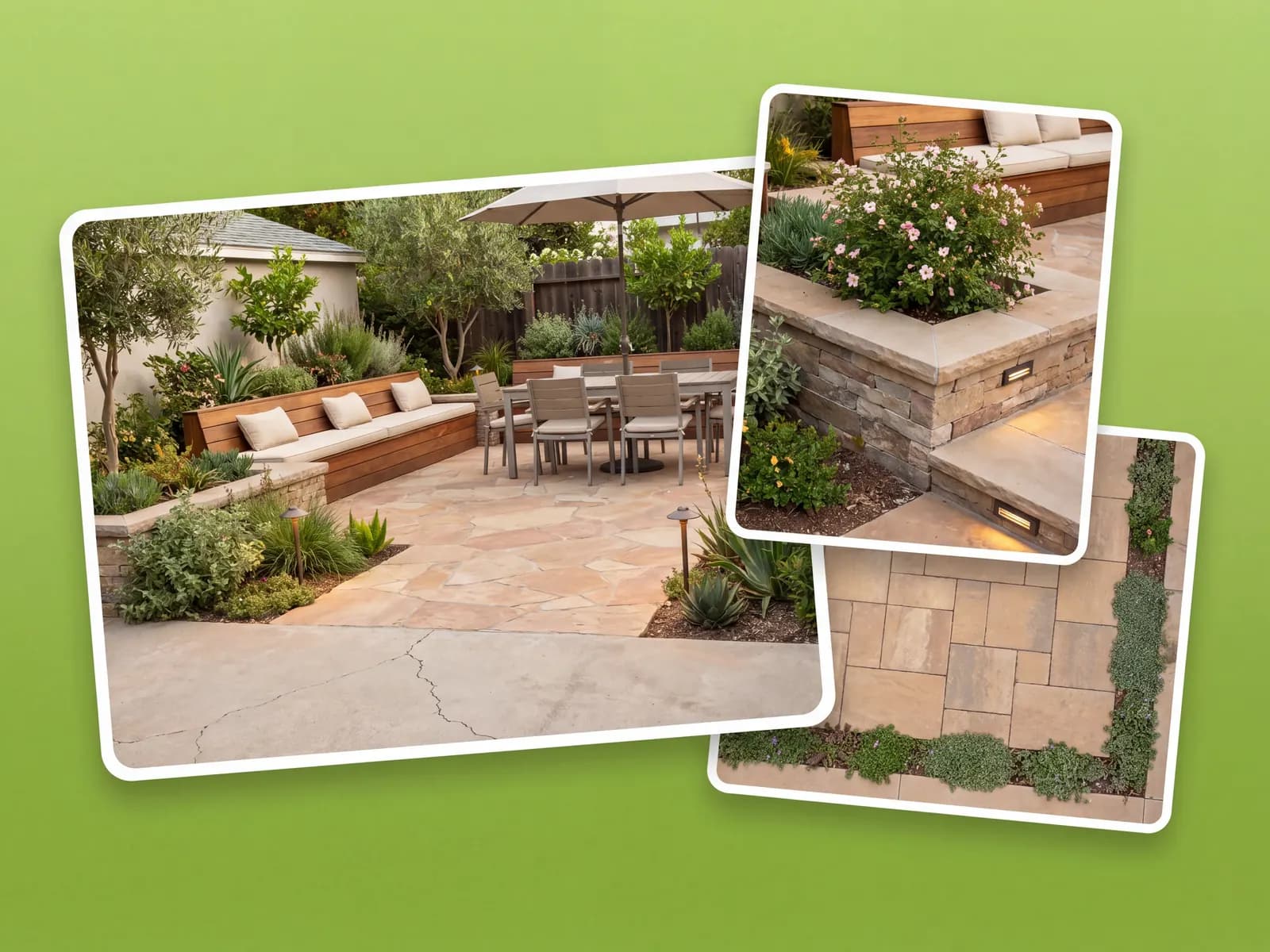 Patio redesign with a pergola and outdoor kitchen