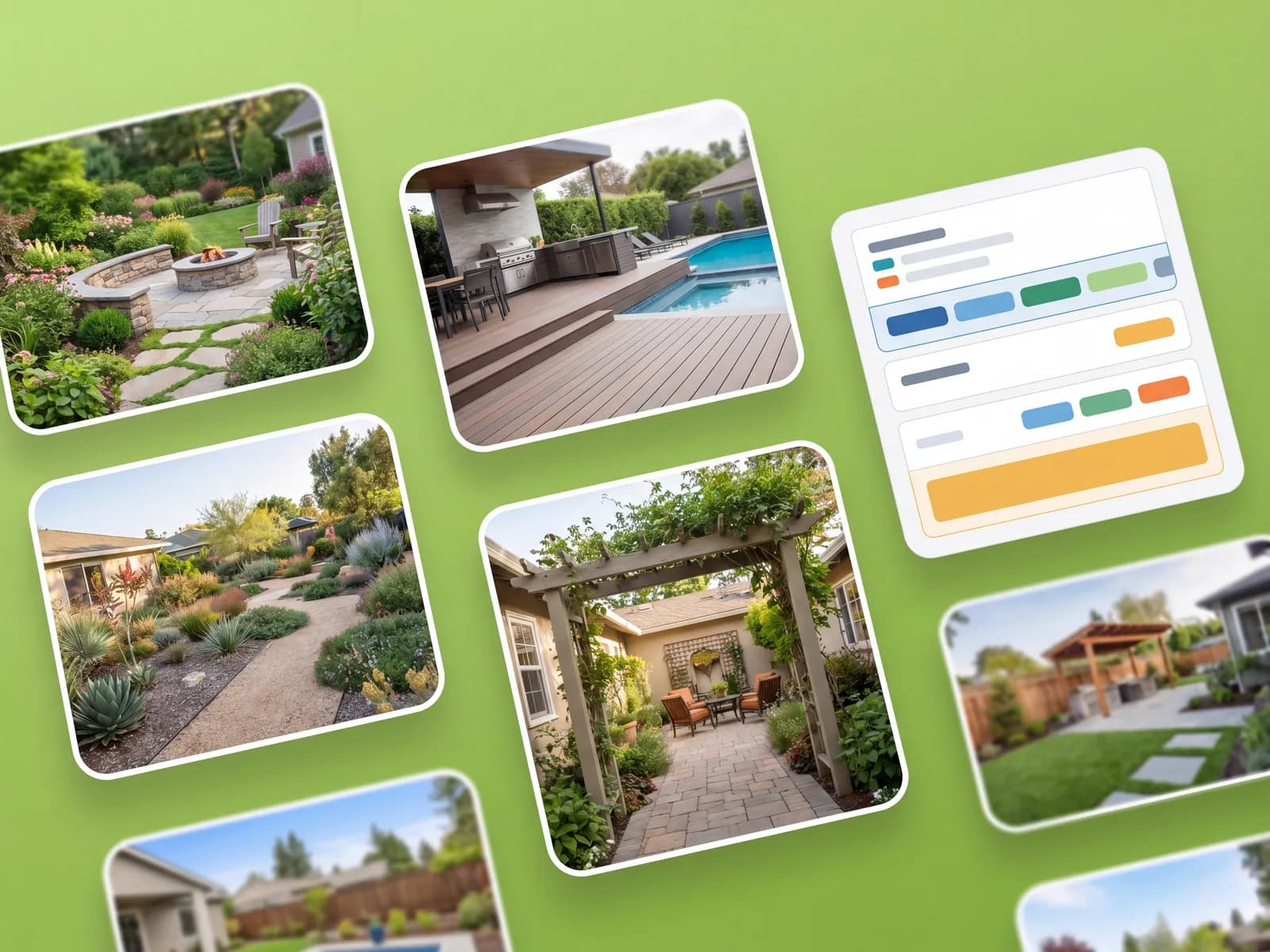 OutdoorBrite saved landscape design concepts next to a project summary